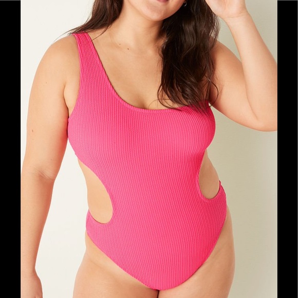 Pink Victoria’s Secret Crinkle One Piece Swimsuit NWT - Picture 1 of 9